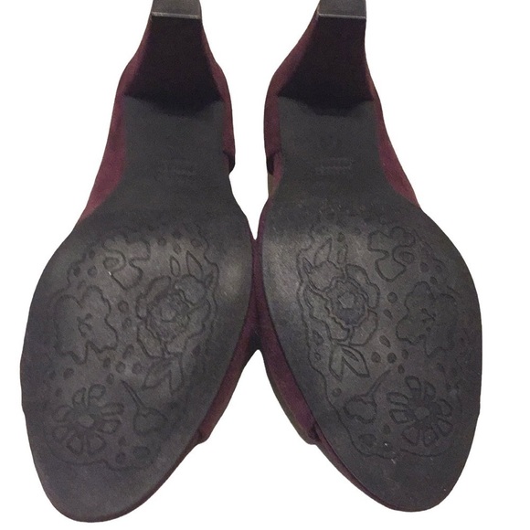Suede Burgundy wine Open Toe open inside Pump fall trend jewel tone holidays 8.5 - Picture 4 of 8